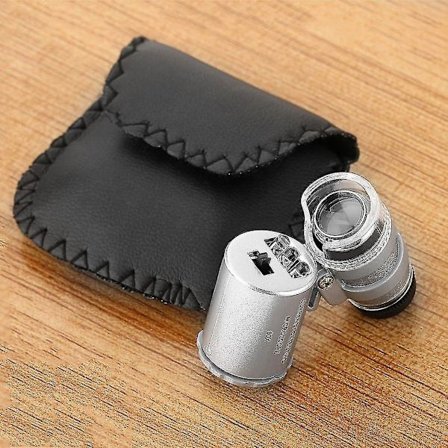 Käsikäyttöinen rahan tarkastaja 60x mikroskooppilinssi LED UV