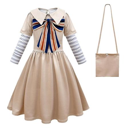 M3gan Cosplay Kostym Megan Ai Robotar Klänning Väska Kappa Barn Utstyr Set 3 PCS 120cm