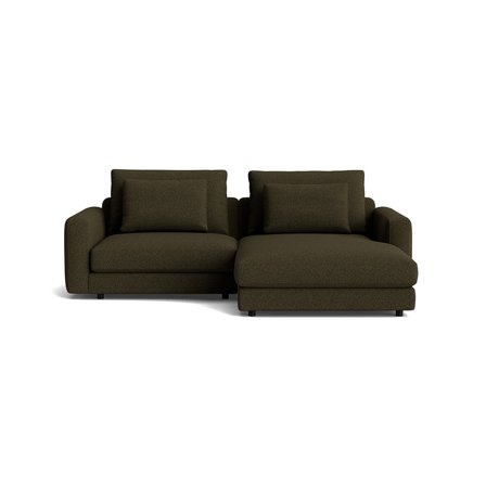 Mellow chaiselong sofa, højrevendt - Bouclé Grøn - 231x171x82 - Sofa, chaiselong