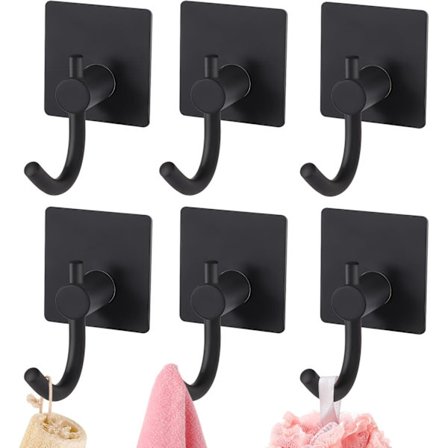 6 kpl Itsekiinnittyvät Koukut, Ruostumaton Teräs Raskaat Itsekiinnittyvät Koukut Kylpyhuone Pyyhekoukut Vaatekoukut Seinään Asennettava Takki Koukku