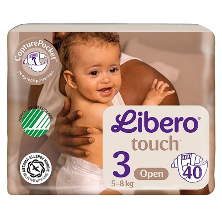 Libero Touch Åbne Bleer Str. 3, 5-8 kg - 40 stk, Børn & Forældre, Bleer, Engangsbleer