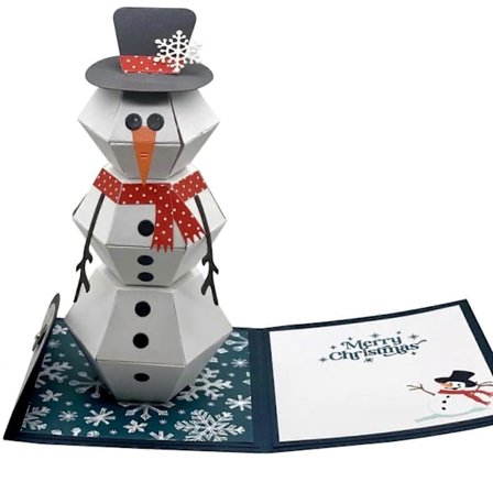 God Jul Snögubbe 3D Pop-Up Kort - Handgjort Gratulationskort Gåva [D]