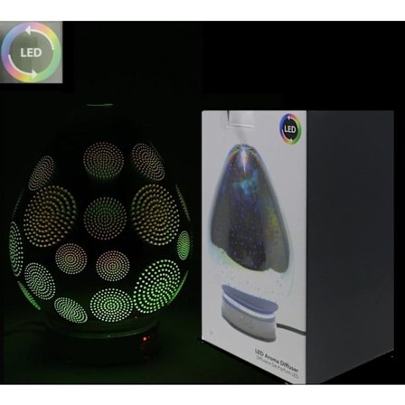 Silvrig Luftfuktare 3D Firework Aromalampa LED-ljus.