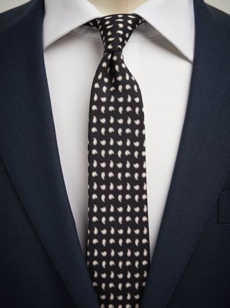 John Henric Men's Schwarze Krawatte mit kleinem Paisleymuster Size 6,5