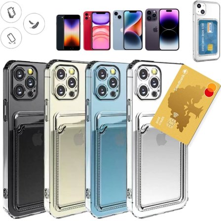 Iphone 15/14/13/12/11/SE skal kortholder mobilskal slot - VÆLG: