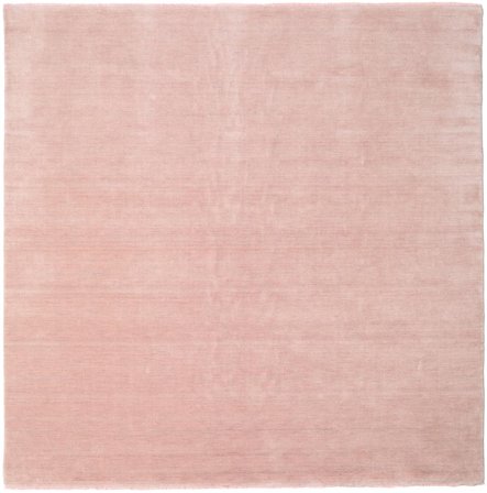 Plain (Single Colored) Large Handloom Fringes Rug - Light Pink 250X250 Wool