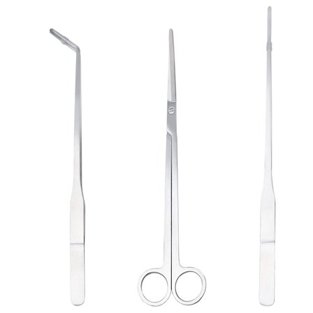 Akvarieudstyrssæt Tilbehør, 3 I 1 Rustfrit Stål Akvarietank Vandplantepincet Saks Værktøjssæt Til Fisk