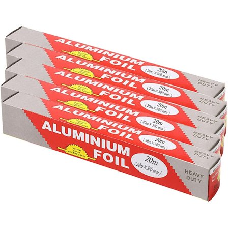 5 stk. kraftig aluminiumsfolie, grillfolie, aluminiumsfolieark, bagepapir, folieark til mad, stanniolrulle (Standard-30CM*20M*10um)