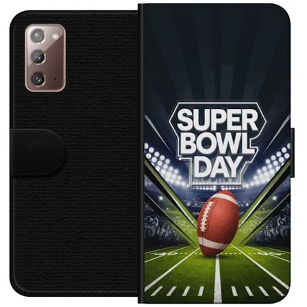 Kompatibel Tegnebogsetui til Samsung Galaxy Note20 Super Bowl Day plakat med amerikansk fodbold på oplyst arena i dramatisk sportsdesign
