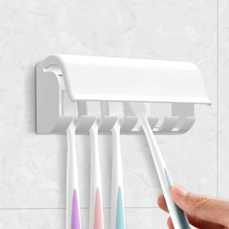 Wall Mounted Toothbrush Holder with 6 Slots and Self-Adhesive Backing