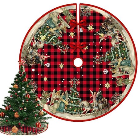 Joulukuusenalusmatto - 90 cm - Joulukuusen koristus - Joulukuusenalusmaton kaulus - Joulukuusen jalan peite - Joulukuusen matto