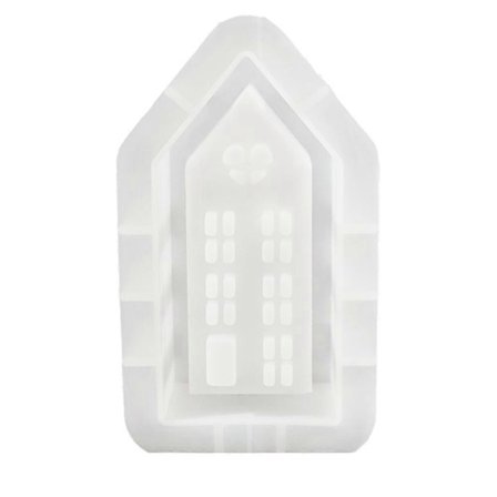 Hus Ljusstake Silikonform DIY Handgjorda Fönsterhus Gips Betong Harts Ljusstake Hantverk Gjutformar M