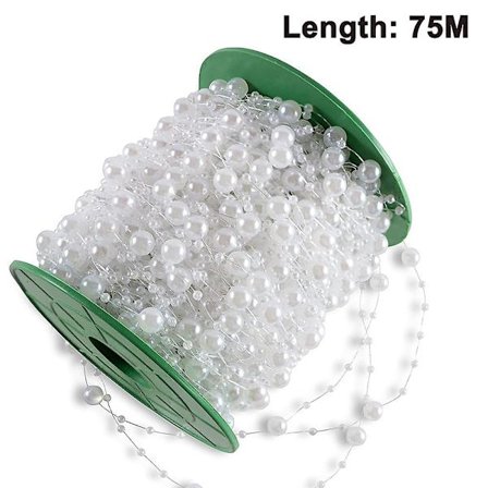 Dhrs 5mm Falska Pärlor Krans Pärlsträng Rulle För Bröllop Fest Dekoration, 30 Meter Rulle, Elfenben