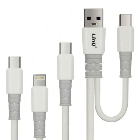 USB-kabel - LinQ - USB-A / USB-C till USB-C - Lightning - Micro-USB - 1,2 meter