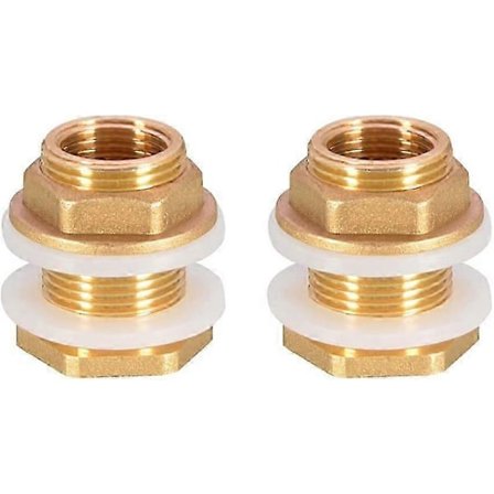 2 Stk. Vandtankforbindelse 3/4 Tomme Premium Messing Regnvandsbeholder Gennemføring + 2X Gummitætninger Regnvandsbeholder