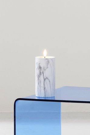 Star Trading - FLAMME MARBLE kubbelys LED 17,5 cm - Grå - Bordlamper - Fra Homeroom