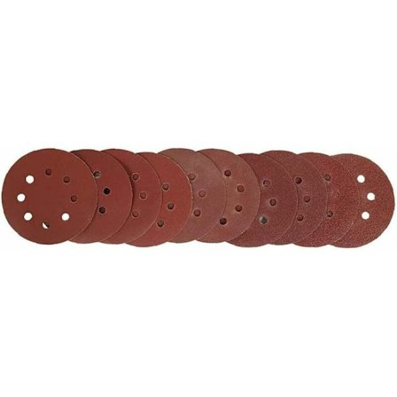 Runda sandpapper slippappar för excenterslip 125mm 40/60/80/100/120/180/240/320/400/800 10 blandat grus 5 tum 8 hål bufferhjul 100st
