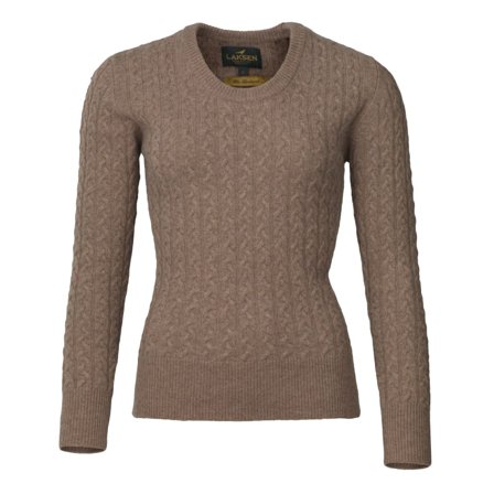 Laksen Burleigh Cable Lambswool Sweater Women ́s long-sleeved sweaters Beige S