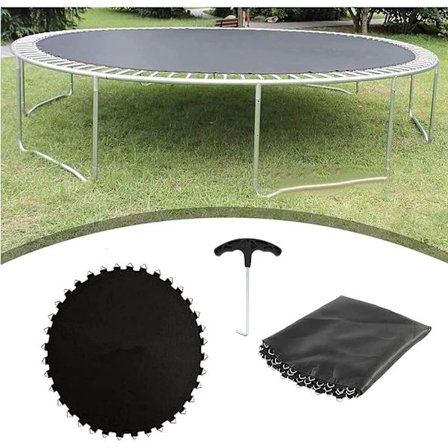 Trampolin hoppepude, udendørs have erstatning trampolinpude med fjedertræk T-krog passer til runde trampolinrammer, sort-8ft(48)