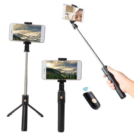 IC Domqga 2 i 1 Selfie Stick stativstativ med fjernkontroll for