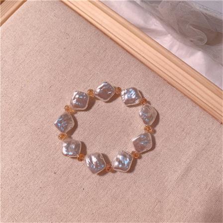 Klassiskt Sötvattenspärlor Pärlarmband Elegant Chain Charm J