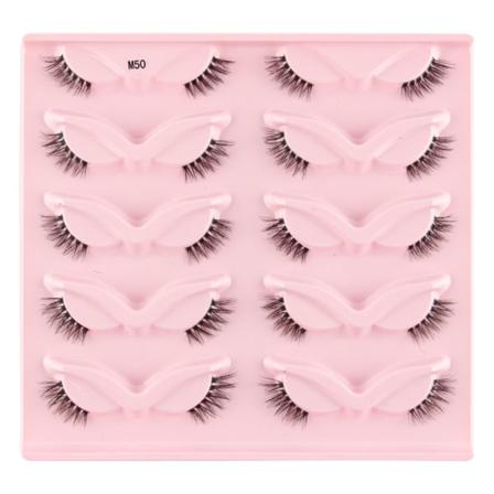 Halvfransar Naturligt utseende Wispy Cat-Eye Ögonfransar 3D lösögonfransar Fluffy-Soft 10 Par Faux Mink Fake Lashes Sets A