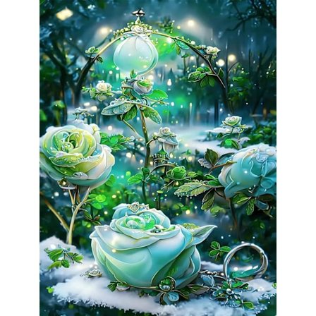 (30 × 40 cm, Blomst S) DIY Diamantmaleri, Blomster 5d Diamant P