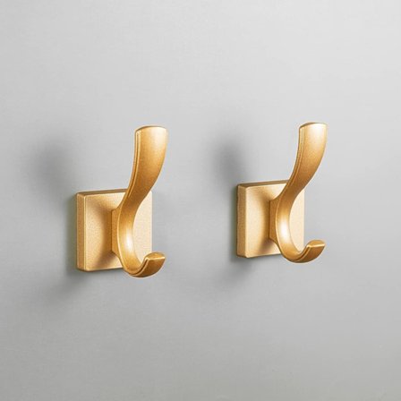 Klistremerke Håndklekroker 2 Pakke Aluminium Veggmontert Skap Kroker for Håndklær,Kåper,Hatter,Baderoms Dør(Gull)