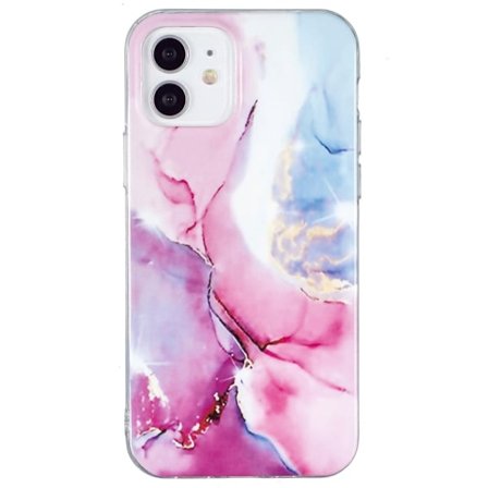 Marble design iPhone 12 Mini cover - Lyserød/Blå