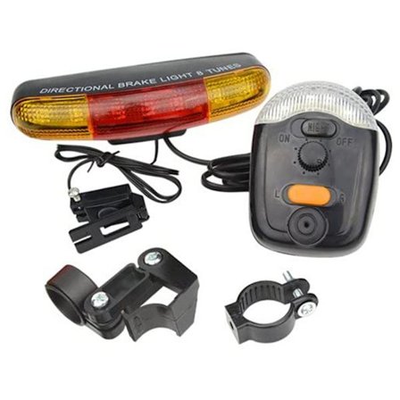 Multifunktionel 7 LED Blinklys Cykel Baglygte Elektrisk Horn Bremslygte Sikker Tilbehør til Natcykling