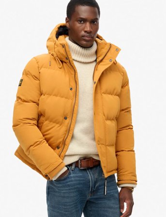 Superdry Everest Short Hooded Puffer - Yellow - S