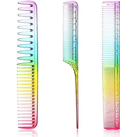 3 stk. fintandet skære-kam frisørkam rottehalekam fintandet hårkam stylingkam antistatisk varmebestandig frisørkam [YD]