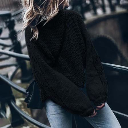 Dam Enfärgad Vinter Varm Tröja Hollow Out Casual Pullover