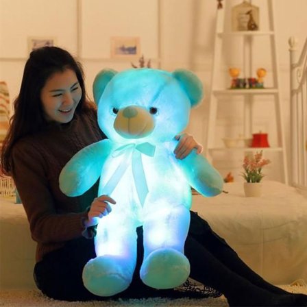 Stor Lysende Bamse Blå