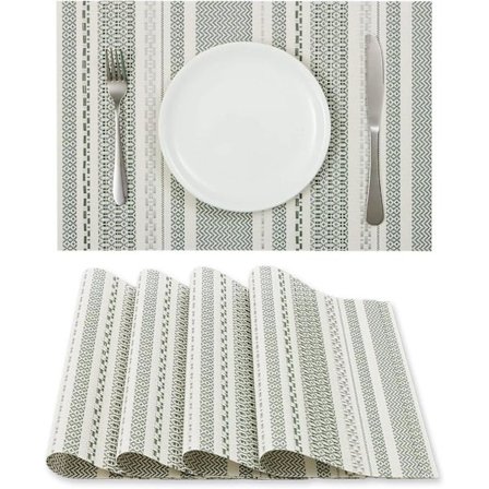 Grønne Bordbrikker Sett med 4, Vinyl Bordbrikker Varme- og Flekkbestandige Sammenleggbare Bordbrikker Vaskbare Tørkbare Bordbrikker for Kjøkken 