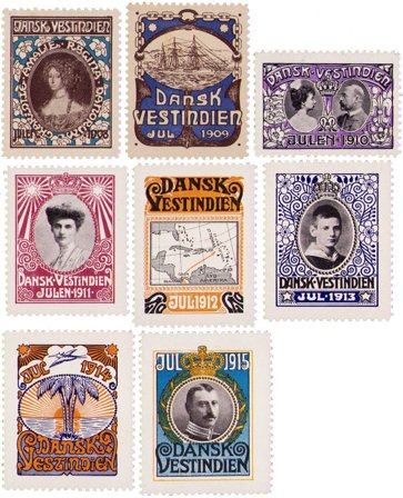 Dansk Vestindien - 8 forskellige julemærker