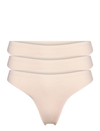 Pcsemilla Thong 3-Pack Stringtruse Undertøy Creme Pieces