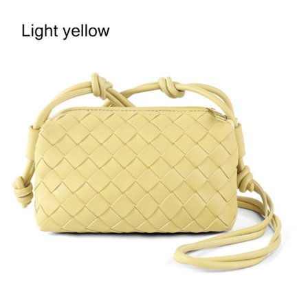 Crossbody taske til kvinder PU flettet LYS GUL