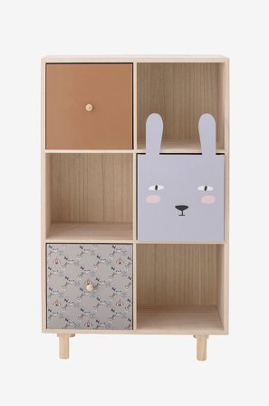 Bloomingville MINI - Bokhylla med lådor Calle - Brun - Från Homeroom