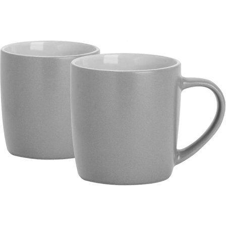 Porcelæn 2x Grå 350ml Matfarvede Kaffekrus - Keramiske Stentøjs Te Latte Cappuccino Kopper Sæt med Håndtag