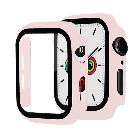 Glas+ cover För Apple Watch Case 44 mm 40 mm Iwatch 42 mm 38 mm Skärmskydd + stötfångare Tillbehör för Applewatch Series 5 4 3 Se 6