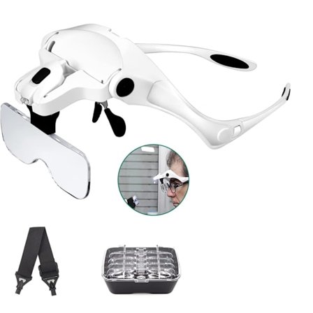 Forstørrelsesglass med 2 LED-lys - 5 avtagbare linser (1.0X til 3.5X