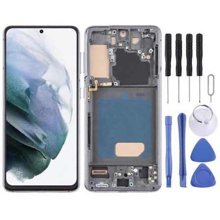 til Samsung Galaxy S21 5G SM-G991 TFT LCD-skærm Digitizer Fuld samling med ramme - Perfekt