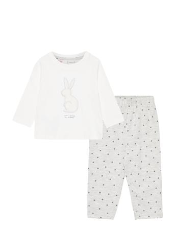 Printed Long Pyjamas Pyjamas Sett Hvit Mango*Betinget Tilbud