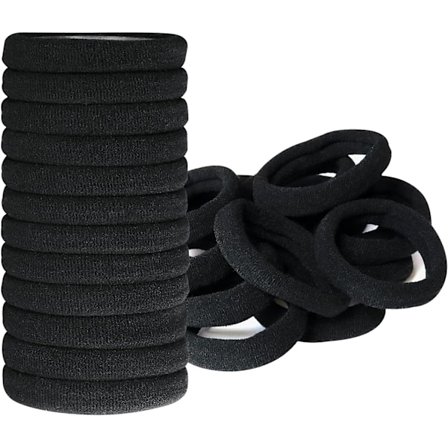 Hårstrikk, 100 stk Tykke Bomulls Hårstrikk uten sømmer, 9 mm Elastisk H