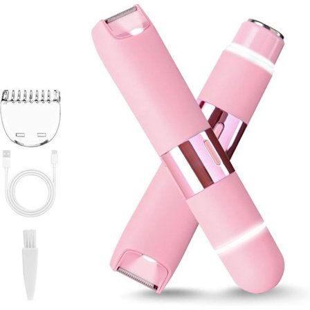 Hårtrimmer til kvinder - 2-i-1 vandtæt ansigtshårfjerningsenhed - Elektrisk hårfjerningssæt - Pink - Enkelt stykke
