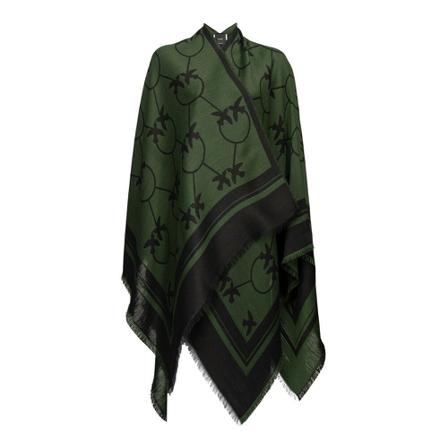 Pinko, Podor 2 poncho jacquard Groen, Dames, Maat:ONE Size