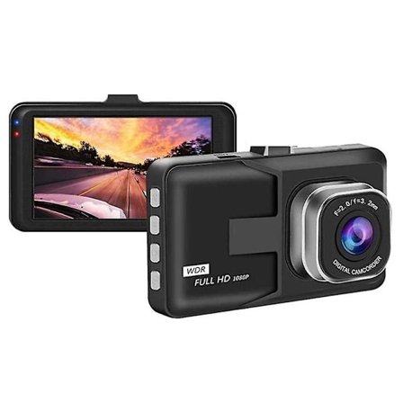 Dashcam Full HD 1080p med 3" skjerm, 120° vidvinkel, sløyfeopptak, nattsyn, mikrofon - Bilsikkerhetskamera