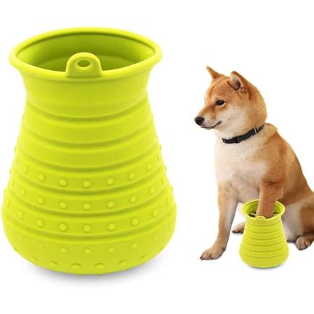 Poterenser for hund, poterenser for hund med poterenserhåndkle for kjæledyr til hunder og katter massasje stell av skitne hundeklør (grønn)