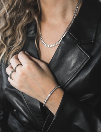 By Jolima Celine Crystal Bangle - Silver - ONE SIZE